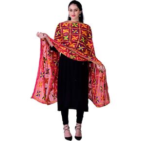 SWI WITH LABEL Women's Phulkari Dupattas For Hand Embroidered In Amritsar Punjabi Pankha Design
