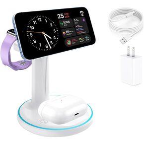 Wireless Charger 3 in 1 Wireless Phone Charger, with Adapter for iPhone15,14,13,12 Pro/Max/Mini/Plus, iWatch 8/7/6/SE/5/4/3/2 & Airpods 3/2/Pro/Pro 2. Easy Reach for Frequent-Used Devices