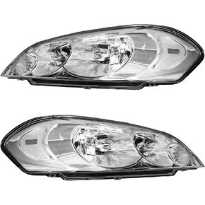 المصباح الأمامي Torchbeam Silverado من مجموعة المصابيح الأمامية البديلة لـ 2003-2006 Silverado/Avalanche 1500/2500/3500 غطاء كروم كهرماني عاكس واضح للسائق وجانب الركاب