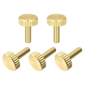 uxcell Knurled Thumb Screws, M6x12mm Flat Brass Bolts Grip Knobs Fasteners for Home, Electronic, Machine 5Pcs