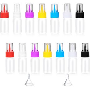 14 Pcs Squeeze Writer Bottles Easy Small Squeeze Bottle 7 Colors 30&60ml Plastic Icing Bottles 1&2 Oz Mixed Sized Squeeze Bottle for Cake Decorating Cookie Icing Translucent