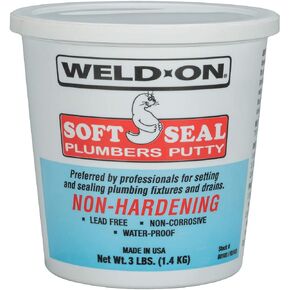WELD-ON 80100 Soft Seal Stain-Free Plumber's Putty - Lead-Free, Non-Corrosive, and Waterproof,14 oz