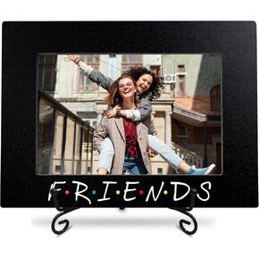 4"X 6" Wooden Picture Frame - Black, Friends - 1 Wood Photo Frame With A Metal Stand - Tabletop Display, Gift For Friends, College, Home & Office Decoration & Supplies Horizontal - A09