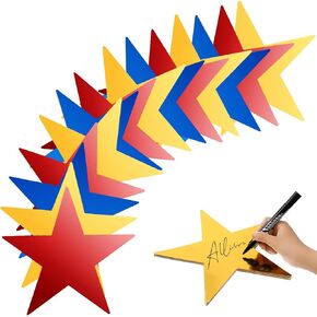 36 PCS Star Cutouts, 11 Inch Star Decorations, Double Sided Printable Cardboard Cutouts Glittery Star Decorations, Party Supplies for Parties, Anniversaries, Holiday Decorations (Gold, Blue, Red)