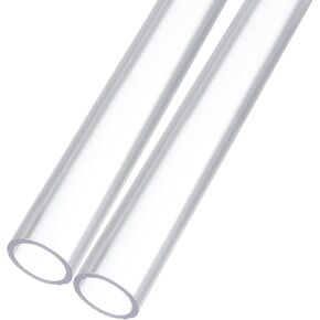 2pcs 0.9" x 1" Dust Collection Clear PVC Pipe 24" Plastic Rigid Tubing Round Drain Pipe, [for Dust Collection Systems] - 23x25mm