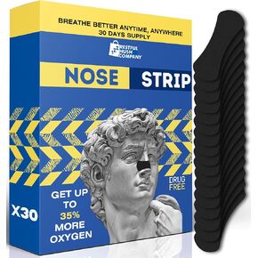 Nose Strips (30 Ct) - Extra Strength Nasal Strips - Nasal Congestion Relief Strips for Better Sleep - Compact, Non-Invasive Anti Snoring Strips for Men & Women
