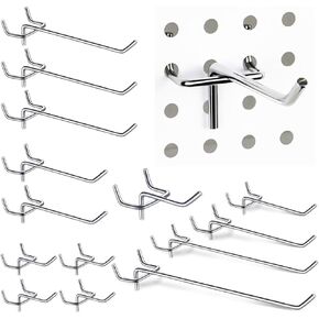 JIURUN 100PCS Pegboard Hooks Assortment, Metal Pegboard Wall Kit Peg Hooks Bundle, Peg Board Organizer Accessories, Peg Board Hooks for Hanging, Suitable for Wall Crafts Finishing, Decorative Display