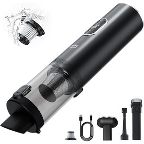 مكنسة كهربائية محمولة لاسلكية من مينثوز، 16000 باسكال، مكنسة كهربائية للسيارة بقوة شفط فائقة ومنفضة هواء 2 في 1، مكنسة كهربائية محمولة متعددة الوظائف مع شاشة LED للوحة مفاتيح السيارة والمنزل والمكتب in Kuwait