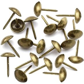 100pcs Upholstery Tacks 7/16" Antique Round Head Furniture Nails Decoration Thumb Pushpins for Upholstered Furniture,Cork Board,DIY Projects,Home Decor (Gold)