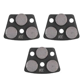 3Pcs Trapazoidal Diamond Grinding Discs, Diamond Grinding Shoes Trapezoid Concrete Floor Cutting 3 Cylinder Teeth Grinder Coating Disc Shoe Black Grit 30