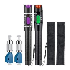 2 Pack Visual Fault Locator 30KM, VFL Fiber Optic Tester with Single Mode 9/125um FC to LC Adapter, Fiber Light Tester for Fiber Network Cable Test (Purple&Green)