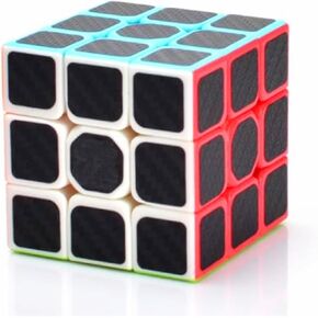 Cuberspeed Magic Cube 4x4 Stickerless Bright with Black Sticker Speed Cube Phantom Carbon Fiber Sticker 4x4x4 Color Magic Cube