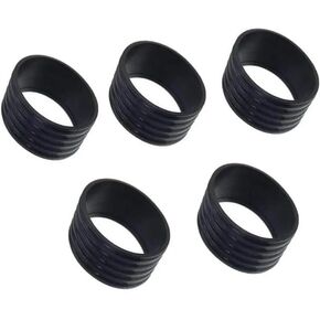 5Pcs Black Tennis Racket Handle Rubber Ring Stretchy Tennis Racquet Band Overgrips, Tennis Racket Grips,Racquet Accessories