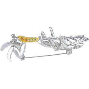 Alilang Silvery Tone Crystal Rhinestone Long Praying Mantis Insect Bug Brooch Pin