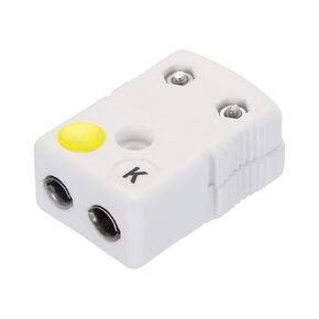 MECCANIXITY K Type Ceramics Thermocouple Wire Connectors Female Plug Adapter Round Pin Temperature 600°C(1112°F) for Sensor Probe White with Yellow 1pcs