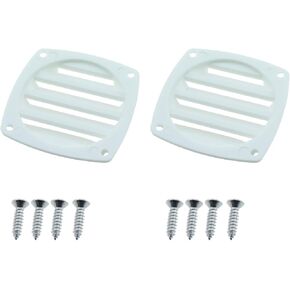TAODAN 2PCS 80x85mm Air Hose Through Vent Marine Vent White Louvered Recessed Plastic Through Hole Suitable for Boat and Ship