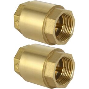 Brass 3/4" NPT Female Inline Spring Check Valve One-Way Non-return Prevent Water Backflow (Pack of 2)