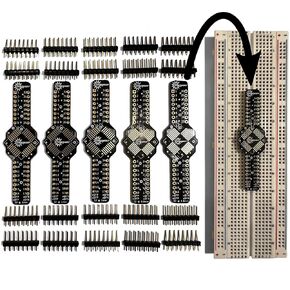 Stargazer Solderless Breadboard SMD to DIP Dual Sided Breakout for 32-QFP, QFN, DFP, DFN (0.8mm and 1.0mm Pitch) with Gold Plated Headers [5 Pack]