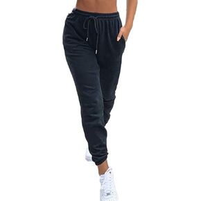 RUEWEY Womens Active Jogger Pants Cotton Sweatpants Workout Elastic Waist Drawstring Pants with Pockets