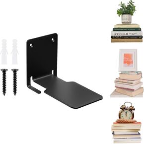 Invisible Floating Bookshelves Set of 2, Black Wall Mounted Bookshelf, Heavy-Duty Book Organizers, Iron Hanging Shelves for Bedroom, Living Room, Kitchen, Office
