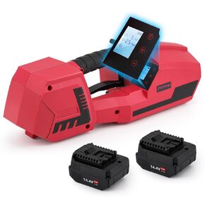 Electric Strapping Machine 2 x 4000mah Battery with Real LCD Screen 450-3800N, for Industrial 1/2-5/8in PP PET Strapping Automatic Strapping Tool Tensioner Kit