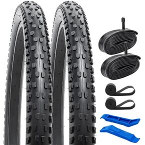 YUNSCM 2-PCS 29" Bike Tires 29x2.10/54-622 and 29" Heavy Duty Bike Tubes Schrader Valve with 2 Rim Strips Compatible with Mountain Bike 29x1.95 29x2.0 29x2.10 29x2.125 Bicycle Tires and Tubes (W-2115)
