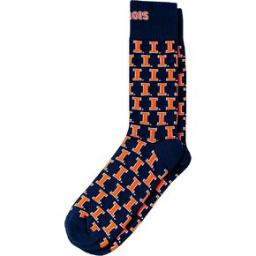 Illinois Fighting Illini Men's Dress Socks, Blue/Orange, One Size, NCAA Officially Licensed - DB Fan Gear