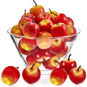 Dingion Christmas Fake Reds Apples Decorations Artificial Mini Red Apples Ornaments Lifelike Fruits Fake Apples Decor