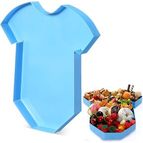 Mifoci 13.7" Baby Shower Cardboard Bodysuits Charcuterie Paper Mache Birthday Party Gender Reveal Fillable Paper Serving Trays Chocolate Candy Gift Decoration (Baby Blue)