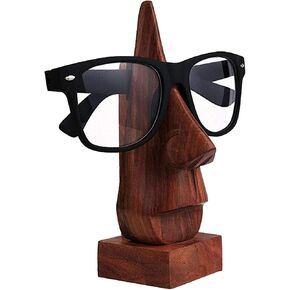 WhopperOnline classic hand made sheesham wood nose shaped Spectacle / Eyeglass display holder stand decorative for home and office (Brown, 6 inch), Birthday and Thanksgiving witty item for loved ones