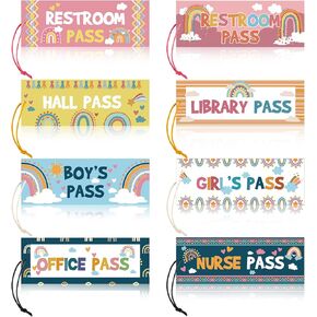 Xuhal 8 Pcs Hall Pass Magnetic Classroom Passes Boho Reusable Waterproof Pass Card Restroom Pass Office Pass Library Pass Nurse Pass for Students Teachers School Classroom Supplies (Black Dot) in Kuwait