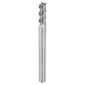 uxcell Carbide Square End Mill, 1/4" Dia 3 Flutes Milling Bit Cutter, for Aluminum Copper Non-Ferrous Metal, 1/4" Shank 3/4" Cut Length 3" Extra Long