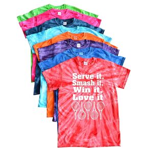 Tennis Tie Dye T-Shirt - Love It with Racquets Logo