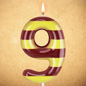 MTLEE Magical Wizard Birthday Candles Magic Wizard Inspired Themed Cake Candles Yellow and Brown Numeral Birthday Cake Topper for Kids Magical Theme Party Supplies Decorations (Number 9)