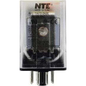 NTE Electronics R02-11A10-24 R02 Series مرحل تيار متردد متعدد الأغراض للأغراض العامة، ترتيب اتصال DPDT، 10 أمبير، قابس ثماني 8 سنون، 24 فولت تيار متردد in Kuwait