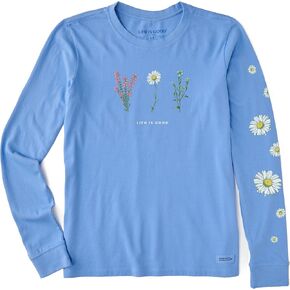 Women's Detailed Wildflowers Long Sleeve Crusher Tee