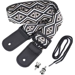 CLOUDMUSIC Ukulele Strap Tribal Pattern Hawaii Style For Men Women Teen(Colorful Diamond)