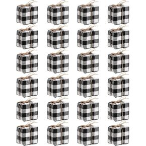 Chivao 24 Pcs Christmas Tree Decorations Mini Presents for Crafts Buffalo Plaid Miniature Box Ornaments Hanging Tiny Wrapped Presents for Xmas Party Decor(1.18 in,Multicolor)