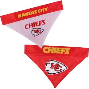Pets First NFL KANSAS CITY CHIEFS REVERSIBLE BANDANA Size XX-Large for Dogs & Cats. 2 Sided Sports Bandana, Premium Embroidery Team Logo, Many NFL Teams Available