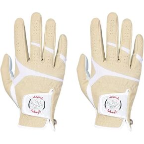 Men's Golf Glove Premium Synthetic Leather,Stable Grip,Two Pack（Left is Wear on Left Hand,Right is Wear on Right Hand） Four Colors to Choose from White/Sky/Beige/Red