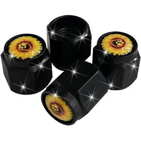 Skull Tire Valve Stem Caps Cover, 4 Pcs Metal Black Air Valve Cap, Aluminum Car Wheel Stem Caps, Universal Stem Covers for Cars, Trucks, Bikes, Motorcycles, Bicycles and Corrosion Resistant