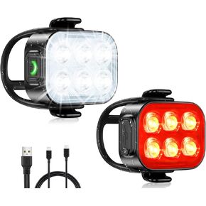 Zewdov Bike Lights for Night Riding, USB Rechargeable Bike Lights Front and Back, Waterproof IP65 Bicycle Light, 4+6 Modes Bike Headlight and Tail Light Set,1.5 Hrs Fast Charging, Easy to Install