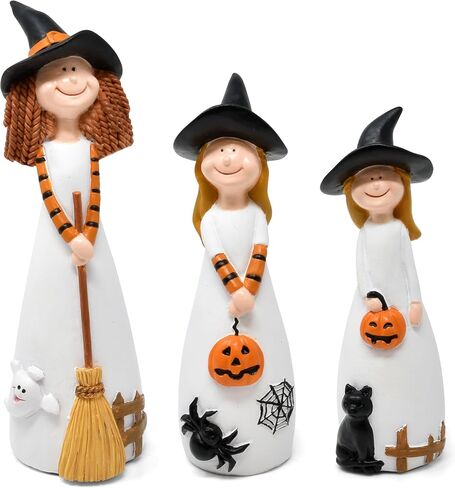 Gift Boutique Halloween Witches Figurine Tabletop Decor Set of 3 Holiday Spooky Witch Statues Decorations Resin Figurines Shelf Sitter Table Centerpiece in Saudi Arabia