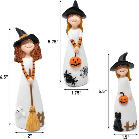 Gift Boutique Halloween Witches Figurine Tabletop Decor Set of 3 Holiday Spooky Witch Statues Decorations Resin Figurines Shelf Sitter Table Centerpiece in Saudi Arabia