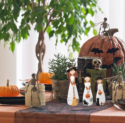 Gift Boutique Halloween Witches Figurine Tabletop Decor Set of 3 Holiday Spooky Witch Statues Decorations Resin Figurines Shelf Sitter Table Centerpiece in Saudi Arabia