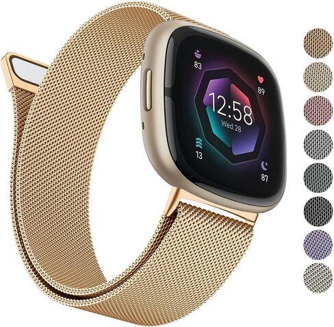 AK Metal Band Compatible with Fitbit Sense 2 / Sense Bands/Fitbit Versa 4 / Versa 3 Bands Women Men, Stainless Steel Mesh Loop Magnetic Replacement Bracelet Strap for Fitbit Sense 2 / Sense/Versa 4 / Versa 3 Smart Watch in Saudi Arabia