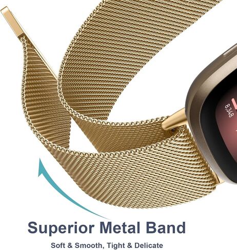 AK Metal Band Compatible with Fitbit Sense 2 / Sense Bands/Fitbit Versa 4 / Versa 3 Bands Women Men, Stainless Steel Mesh Loop Magnetic Replacement Bracelet Strap for Fitbit Sense 2 / Sense/Versa 4 / Versa 3 Smart Watch in Saudi Arabia
