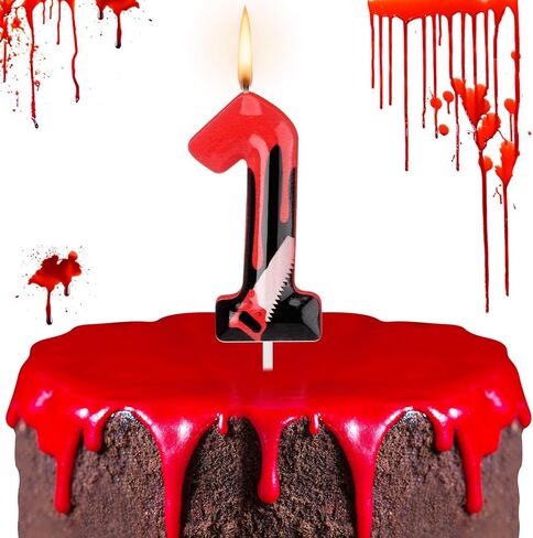 Photect Bleeding Number Candle Halloween Birthday Candle Have a Killer Birthday Cake Topper for Gothic Birthday Decoration Horror Themed Halloween Party (Number 9) in Kuwait