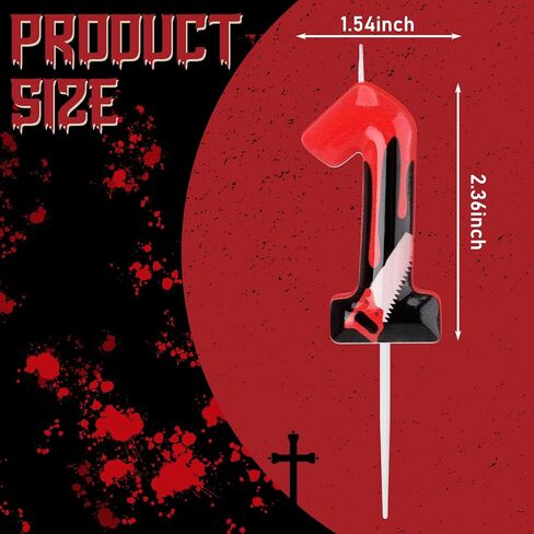 Photect Bleeding Number Candle Halloween Birthday Candle Have a Killer Birthday Cake Topper for Gothic Birthday Decoration Horror Themed Halloween Party (Number 9) in Kuwait