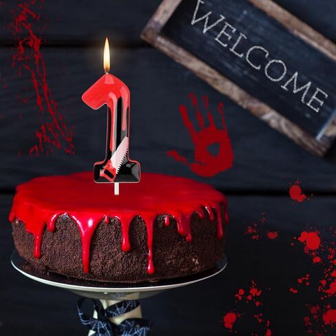 Photect Bleeding Number Candle Halloween Birthday Candle Have a Killer Birthday Cake Topper for Gothic Birthday Decoration Horror Themed Halloween Party (Number 9) in Kuwait